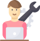 Customized based icon a person with a laptop and a wrench